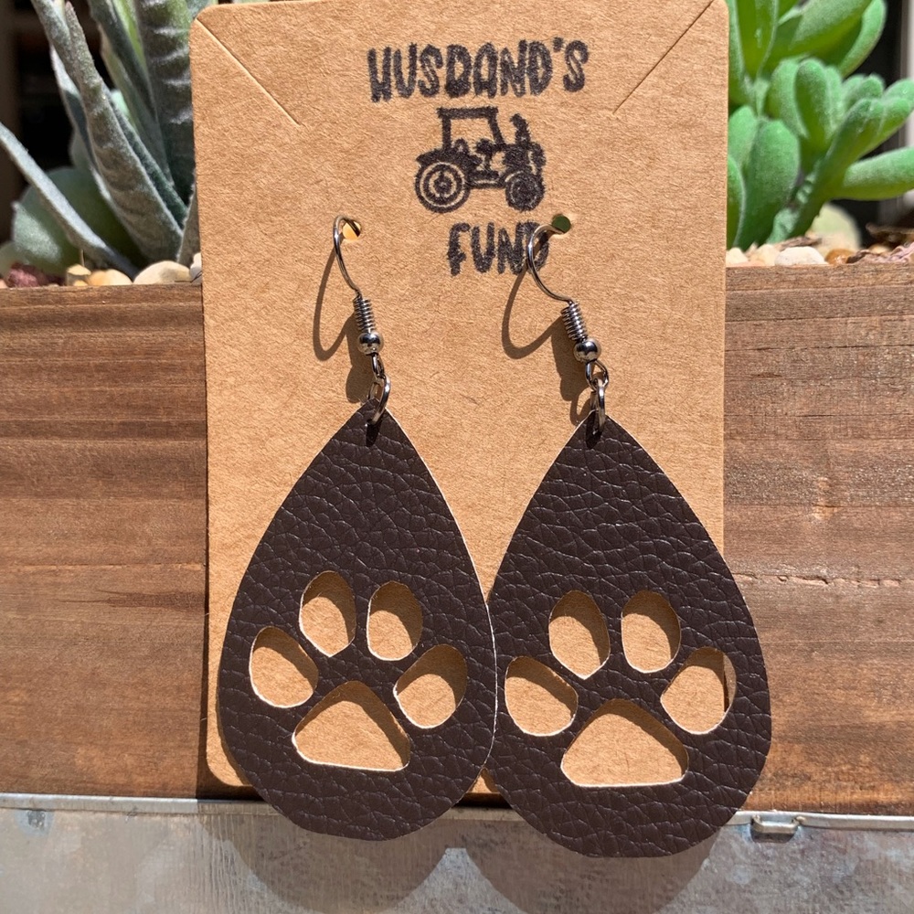 Paw Print Cutout Teardrop Earrings